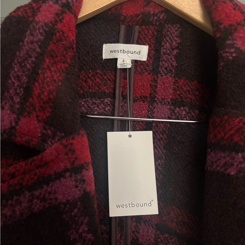 Westbound Red and Black Plaid Coat **Aleeza Paris Gift Card Included**